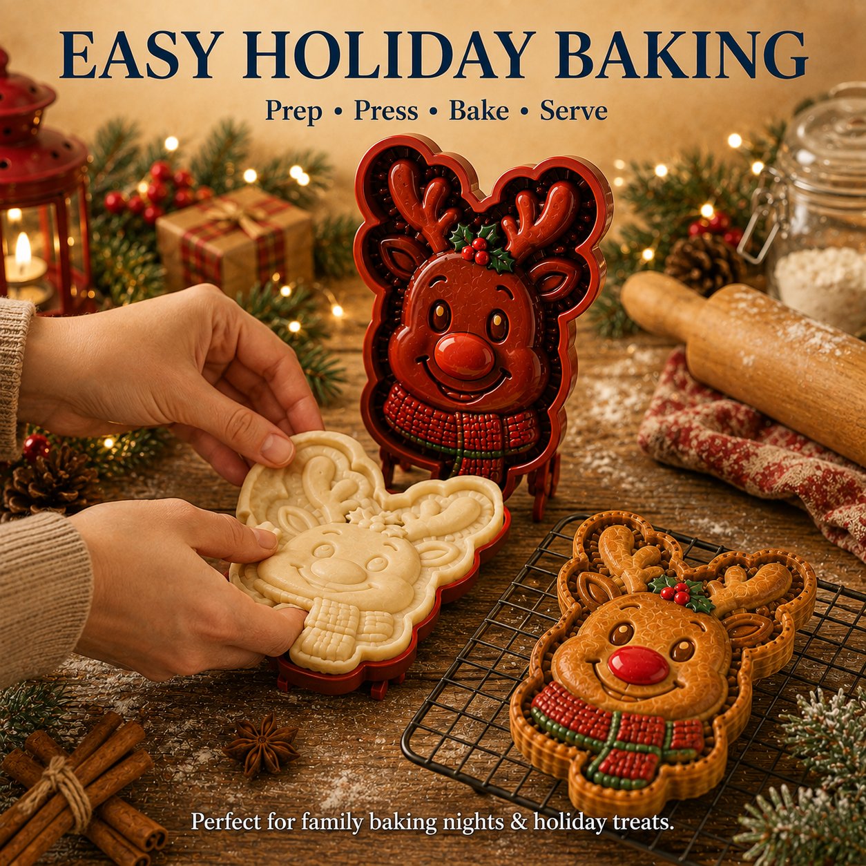Christmas Themed Embossed Mini‑Pie Mould Set