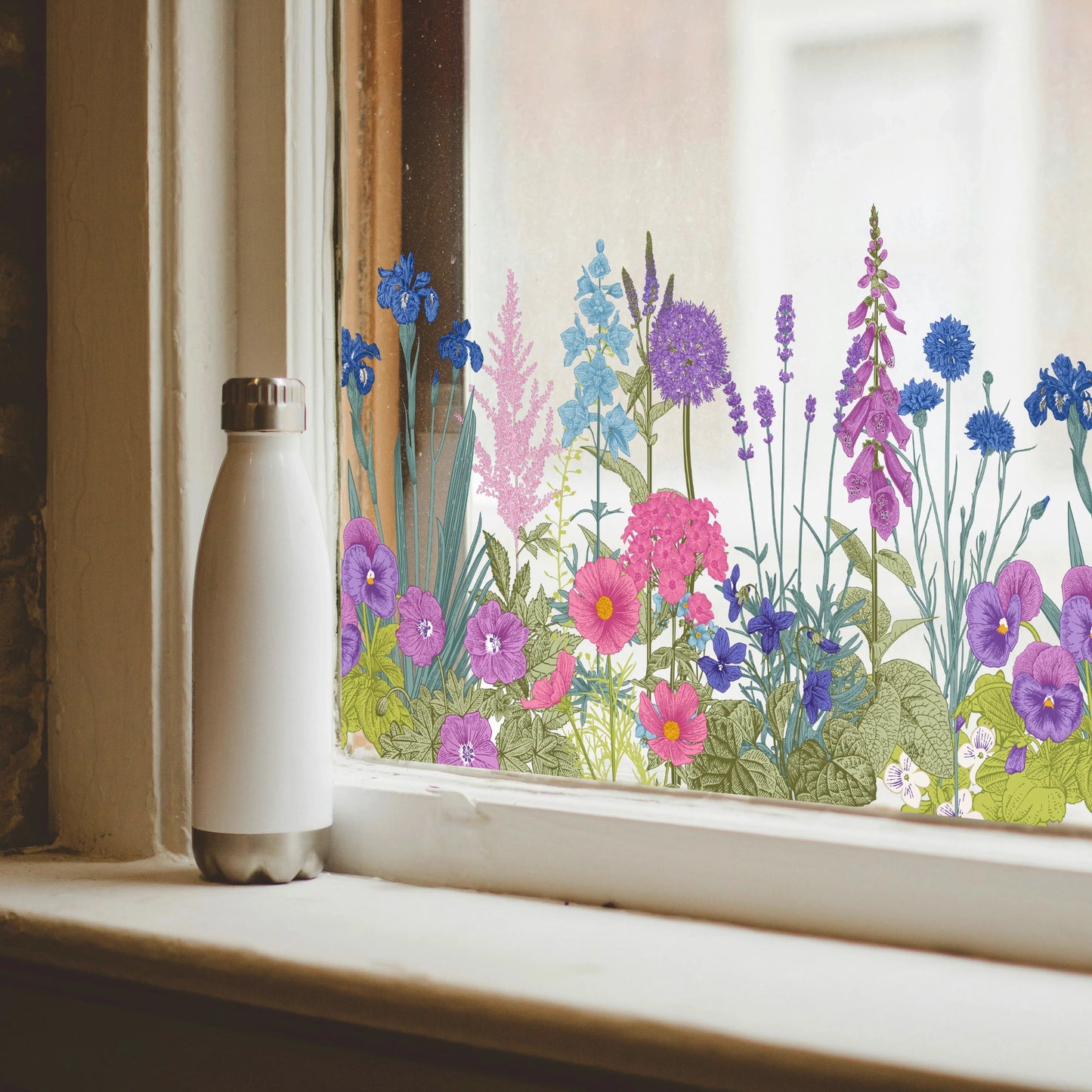 💐Colorful Floral Bouquet Window Sticker🖼️(Cut to size freely)