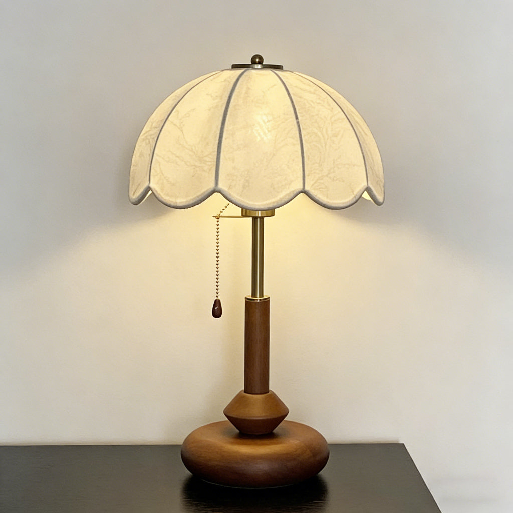 Medieval Style Solid Wood & Fabric Table Lamp