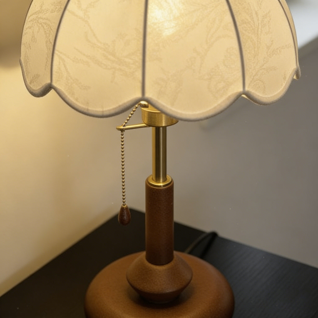 Medieval Style Solid Wood & Fabric Table Lamp