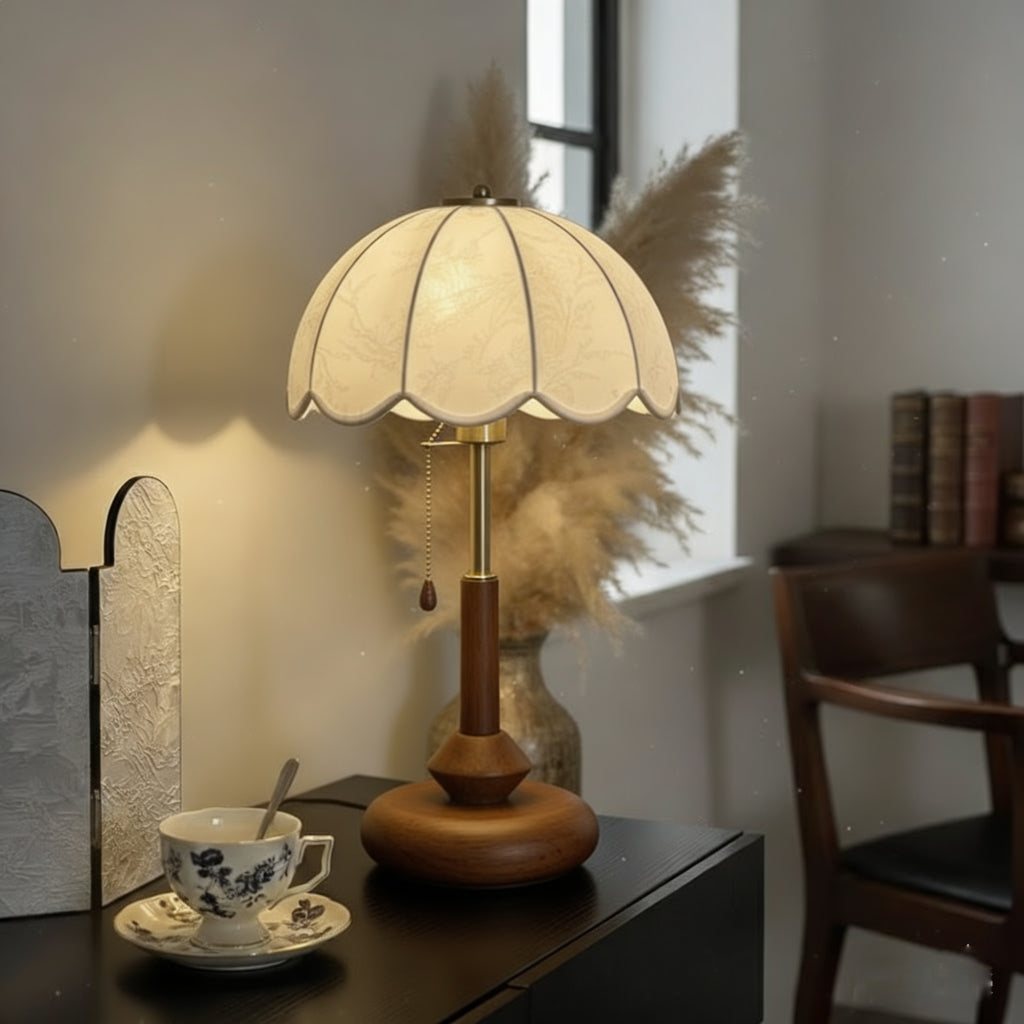 Medieval Style Solid Wood & Fabric Table Lamp