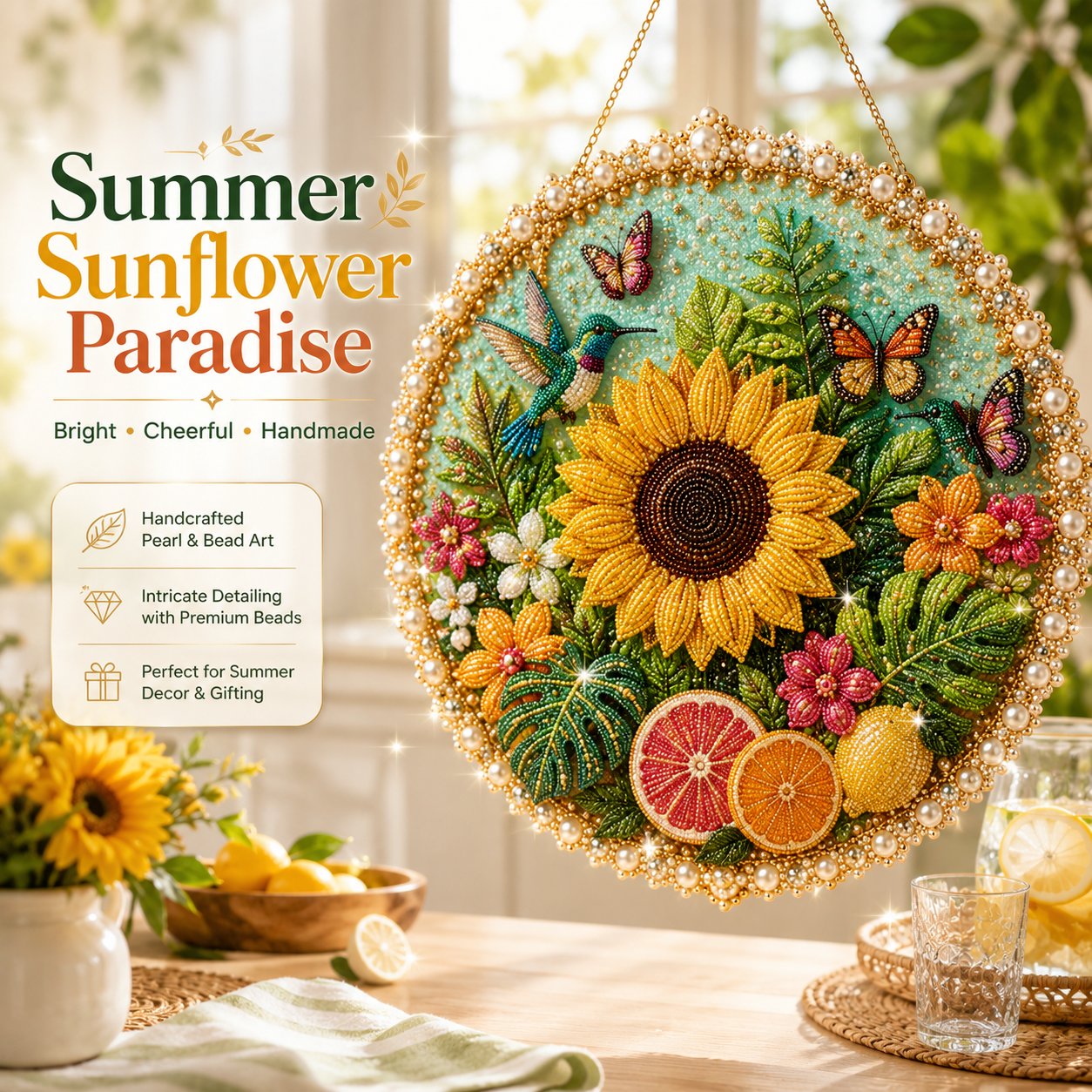 🔥Last Day 49% OFF - 🌸🌻🍂🎄 Four Seasons & Holiday Pearl Art Hanging Wreath Kit c