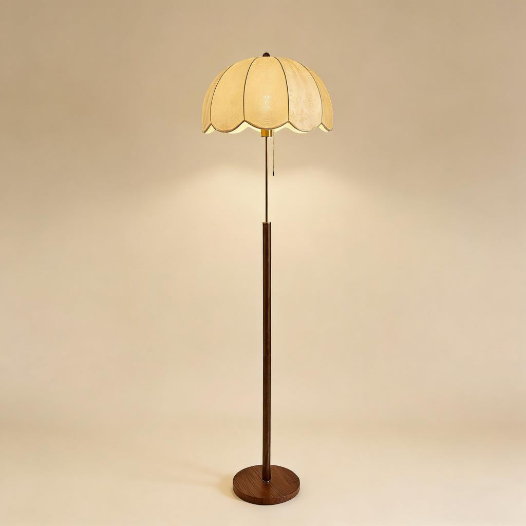 Mid-Century Fabric Floral Floor Lamp
