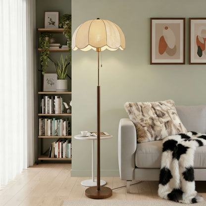 Mid-Century Fabric Floral Floor Lamp