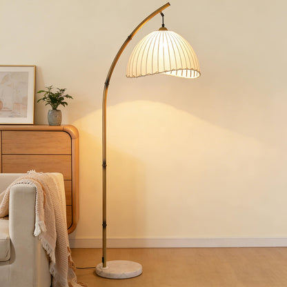 Retro Bamboo-Art Arc Floor Lamp