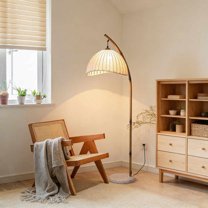 Retro Bamboo-Art Arc Floor Lamp