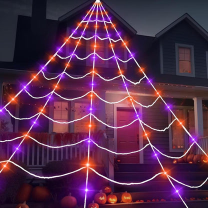 🎃 Giant Spider Web Lights 🕸️ – Your Halloween Yard🕷️