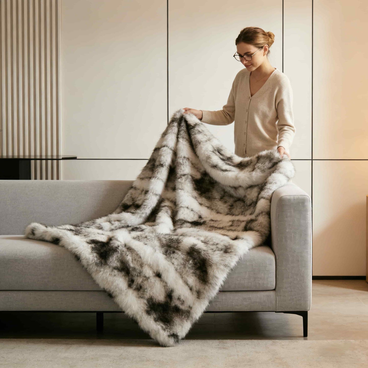 Cloud-Soft Faux Rabbit Fur Blanket