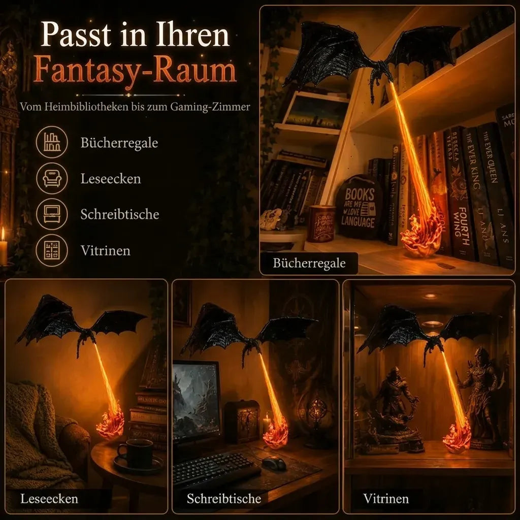 “Dragon Fire” Illuminated Bookshelf Lamp