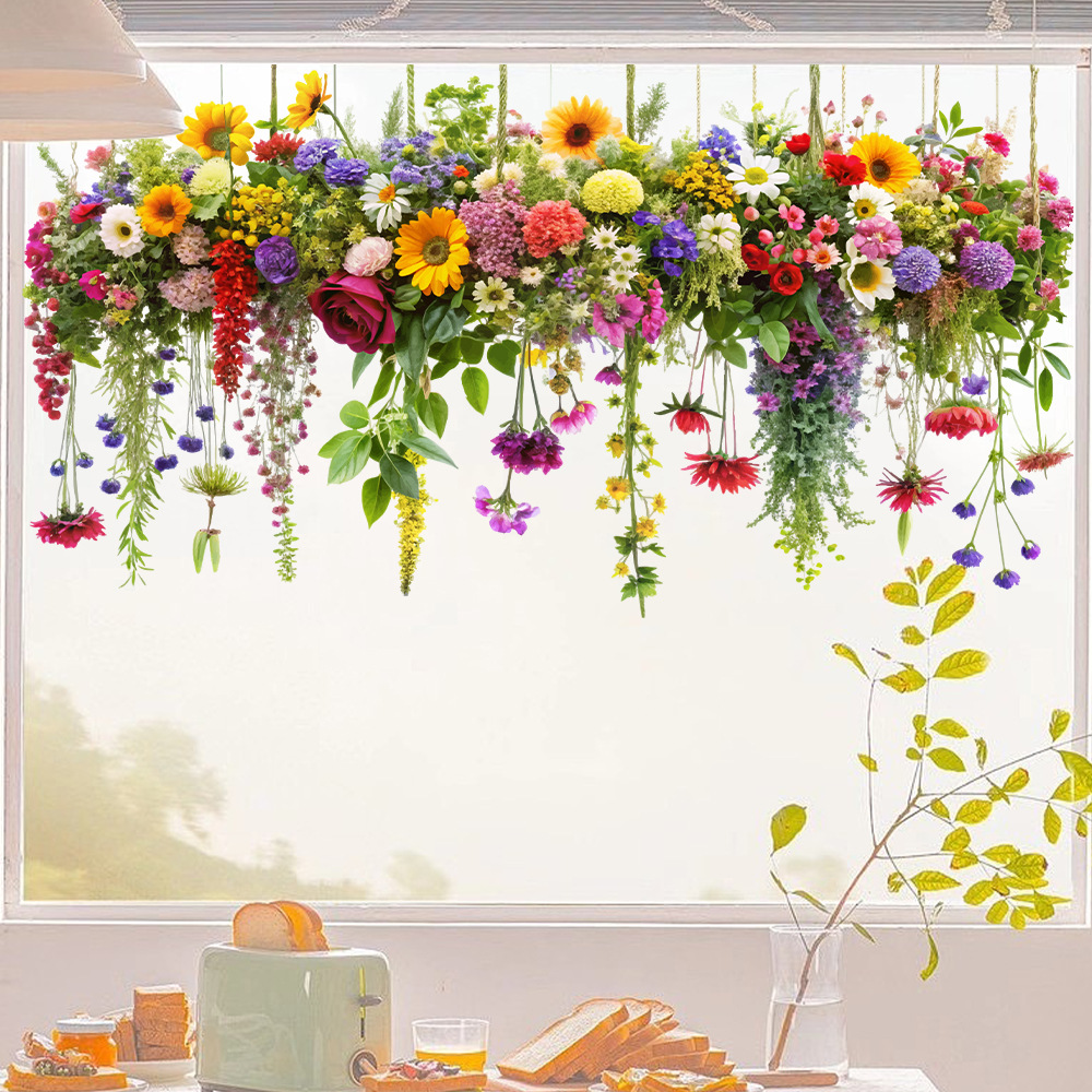 💐Colorful Floral Bouquet Window Sticker🖼️(Cut to size freely)