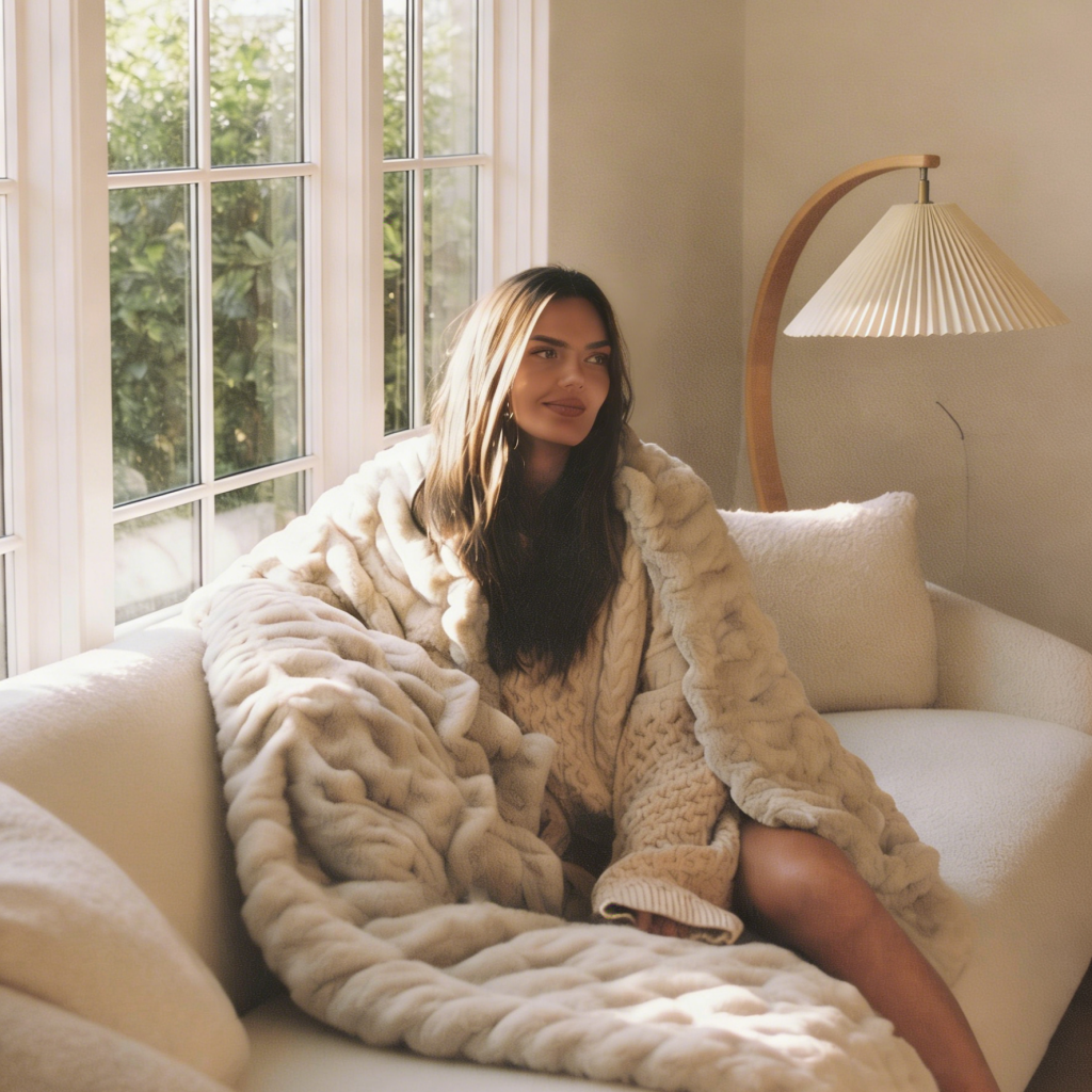 Premium Tie-Dye Faux Rabbit Fur Blanket