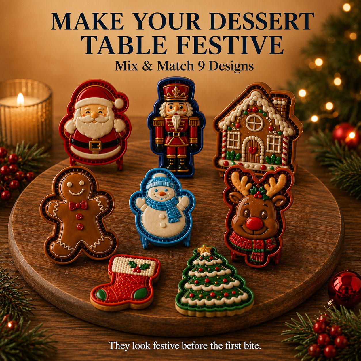 Christmas Themed Embossed Mini‑Pie Mould Set