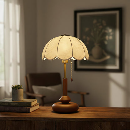 Medieval Style Solid Wood & Fabric Table Lamp