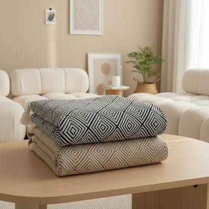 Geometric Rhombus Knit Throw