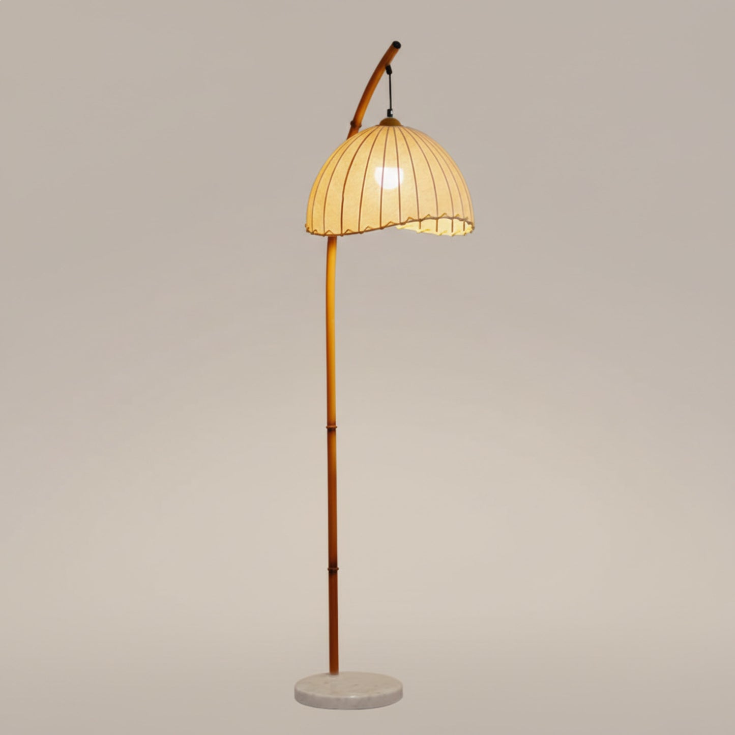Retro Bamboo-Art Arc Floor Lamp