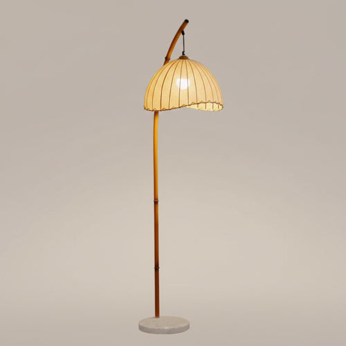 Retro Bamboo-Art Arc Floor Lamp