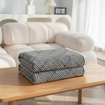 Geometric Rhombus Knit Throw
