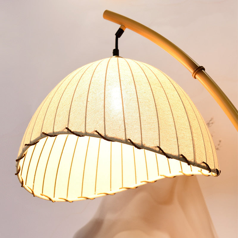 Retro Bamboo-Art Arc Floor Lamp
