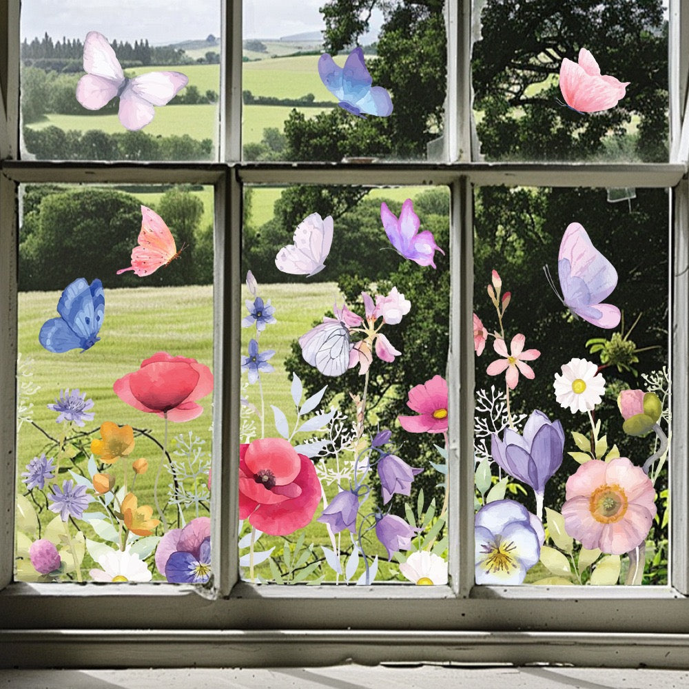 💐Colorful Floral Bouquet Window Sticker🖼️(Cut to size freely)