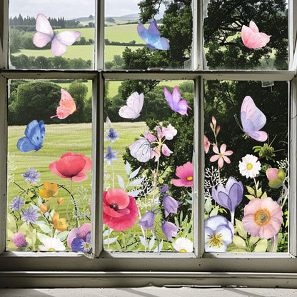 💐Colorful Floral Bouquet Window Sticker🖼️(Cut to size freely)
