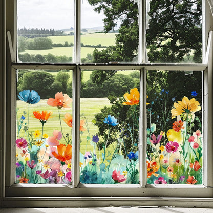 💐Colorful Floral Bouquet Window Sticker🖼️(Cut to size freely)