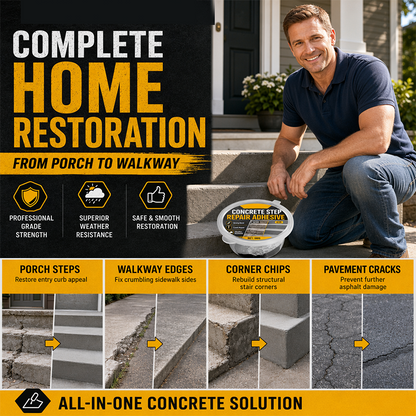 🥳🔧🏠 Concrete Stair Repair Adhesive – Repairs Cracked Stairs and Sidewalks 🛡️✨