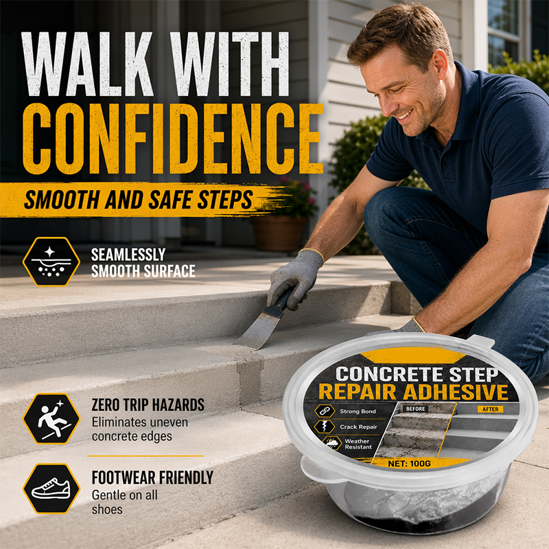 🥳🔧🏠 Concrete Stair Repair Adhesive – Repairs Cracked Stairs and Sidewalks 🛡️✨