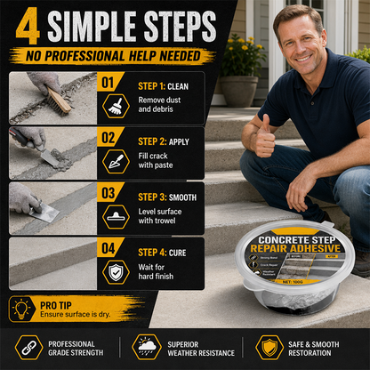 🥳🔧🏠 Concrete Stair Repair Adhesive – Repairs Cracked Stairs and Sidewalks 🛡️✨