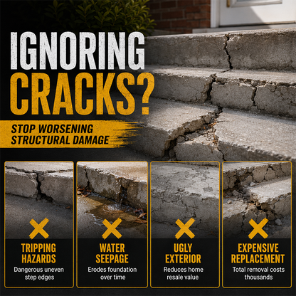 🥳🔧🏠 Concrete Stair Repair Adhesive – Repairs Cracked Stairs and Sidewalks 🛡️✨